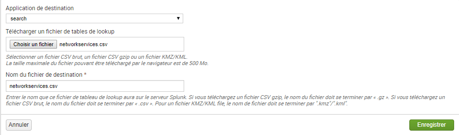 logs iptables dans Splunk - lookup services